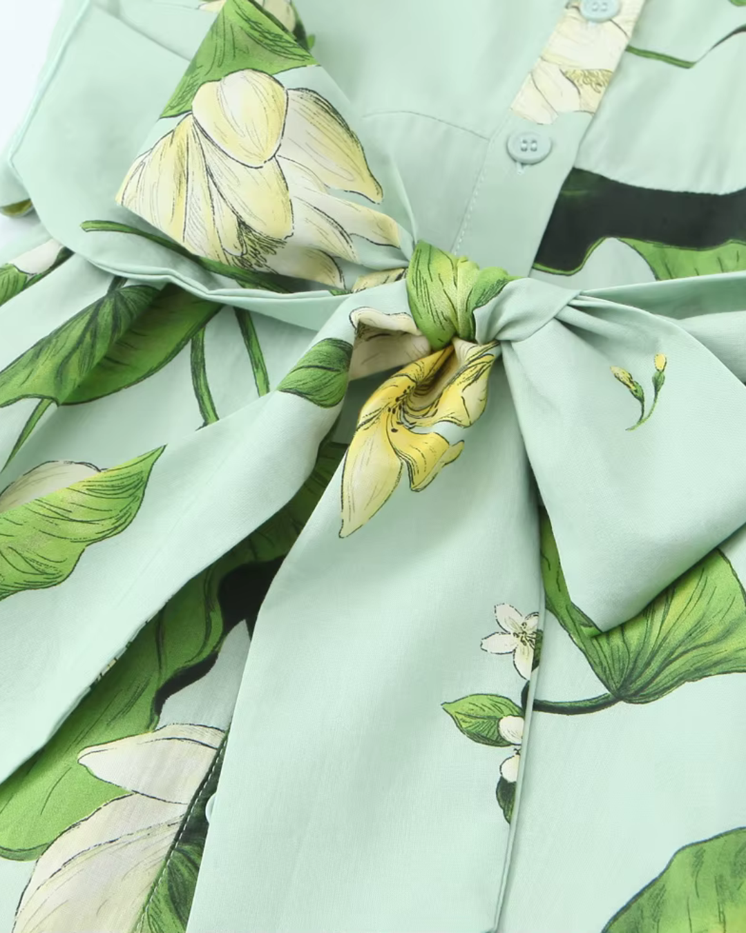 Mintgroene Bloemenjurk met Strikceintuur