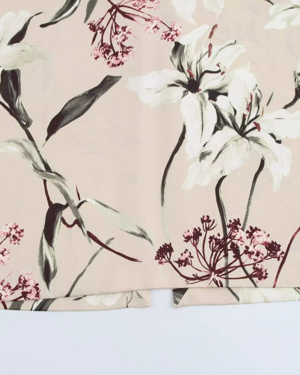 Beige Midi Jurk met Bloemenprint