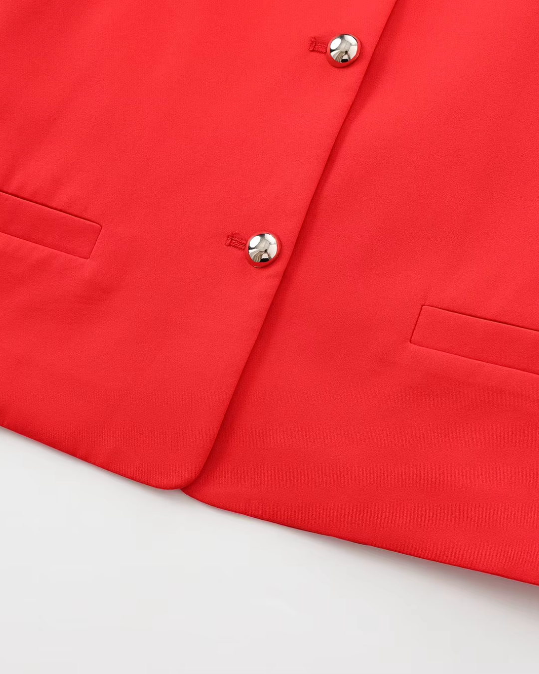 Rode Cropped Damesblazer met Knopen