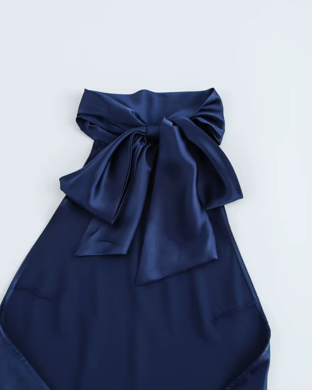 Donkerblauwe Halter Maxi Jurk van Satijn