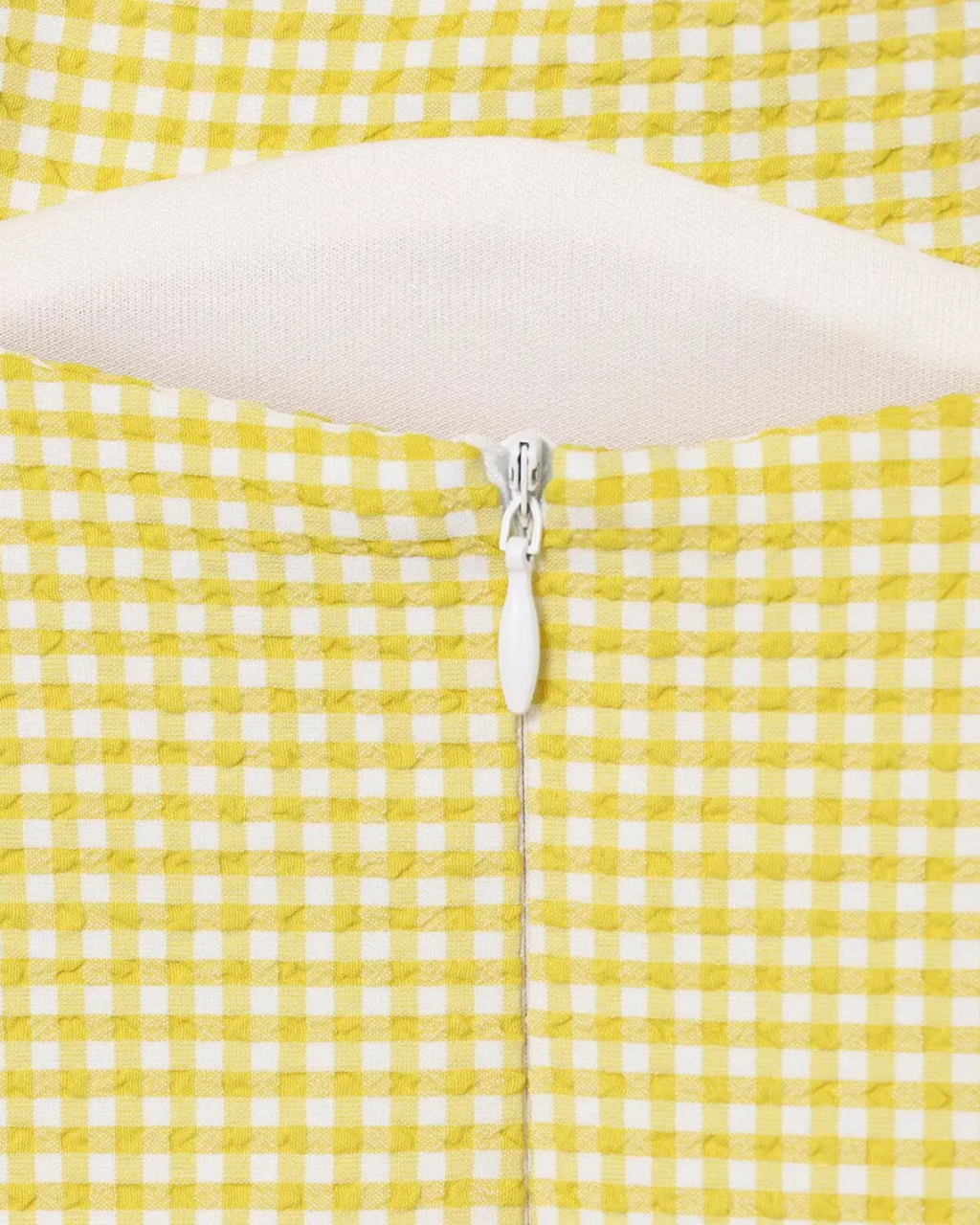 Gele Geruite Mini Jurk met Strikbandjes