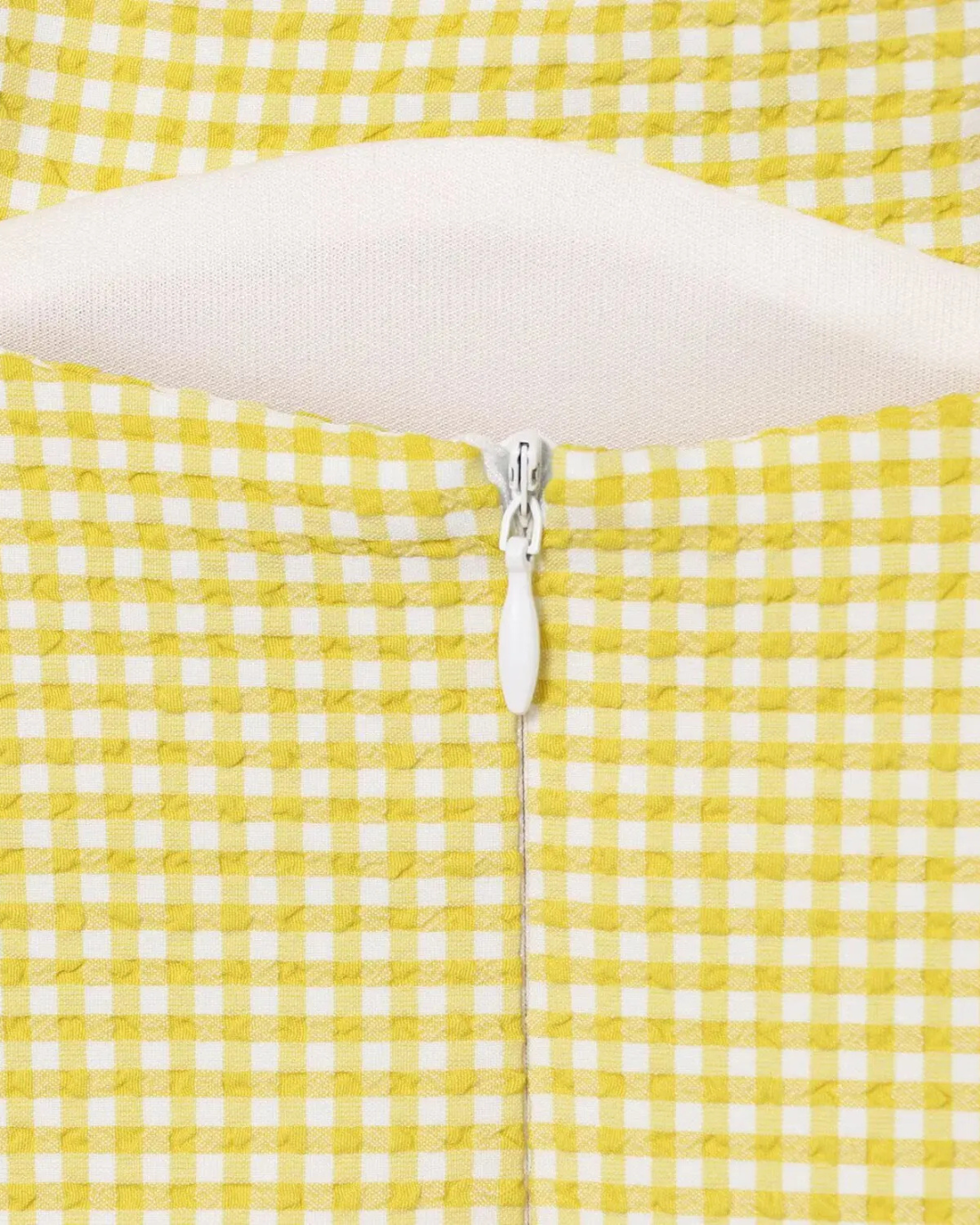 Gele Geruite Mini Jurk met Strikbandjes