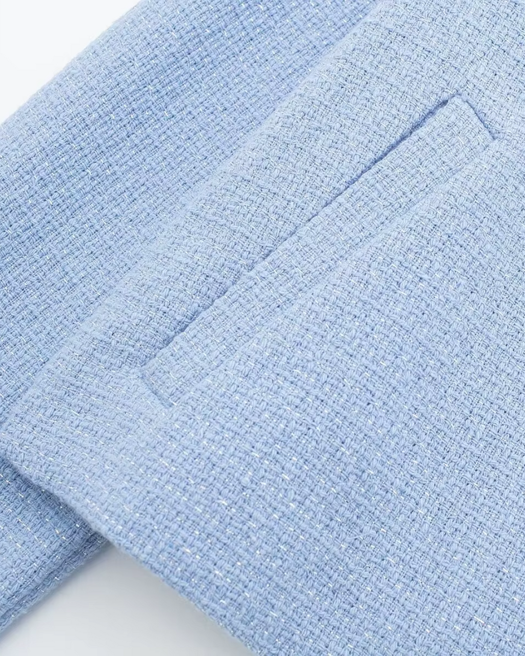 Lichtblauwe Cropped Damesjas met Kraag