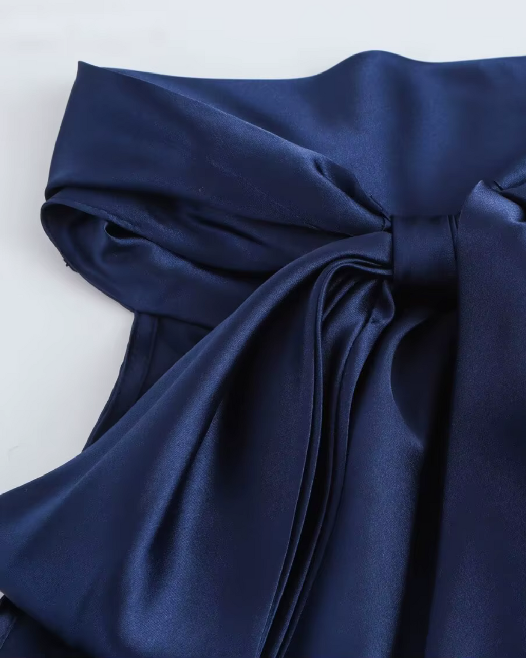 Donkerblauwe Halter Maxi Jurk van Satijn