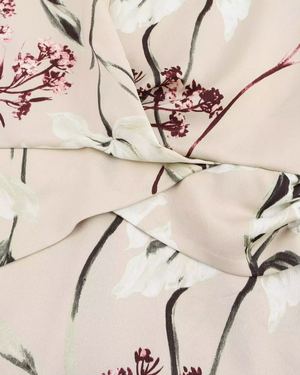 Beige Midi Jurk met Bloemenprint