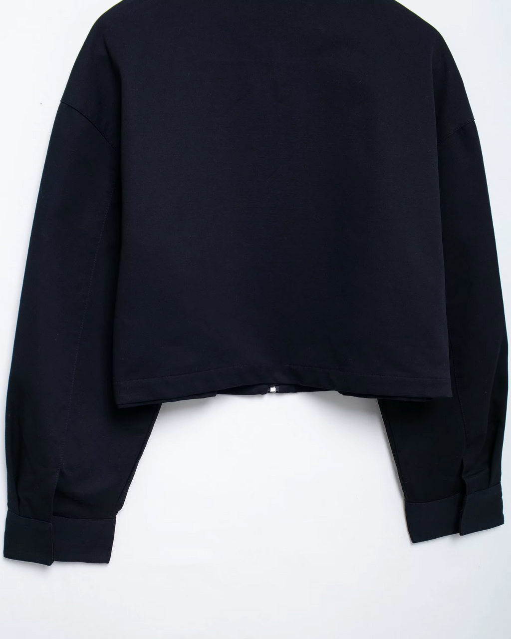 Donkerblauwe Cropped Damesjas met Kraag
