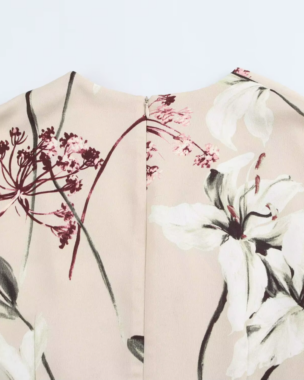 Beige Midi Jurk met Bloemenprint