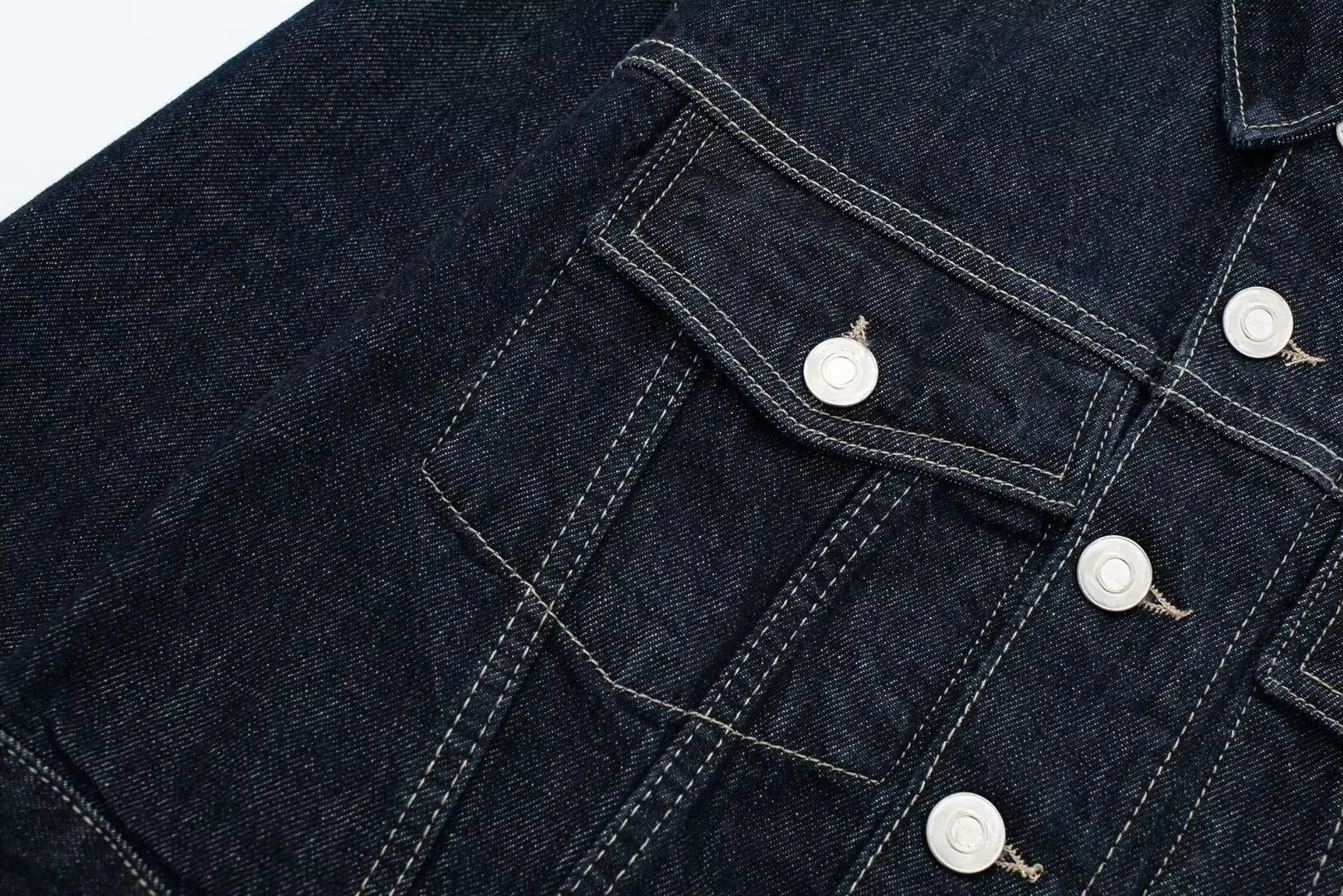 Tweedelige Denim Set – Cropped Jack & Wijde Spijkerbroek Donkerblauw