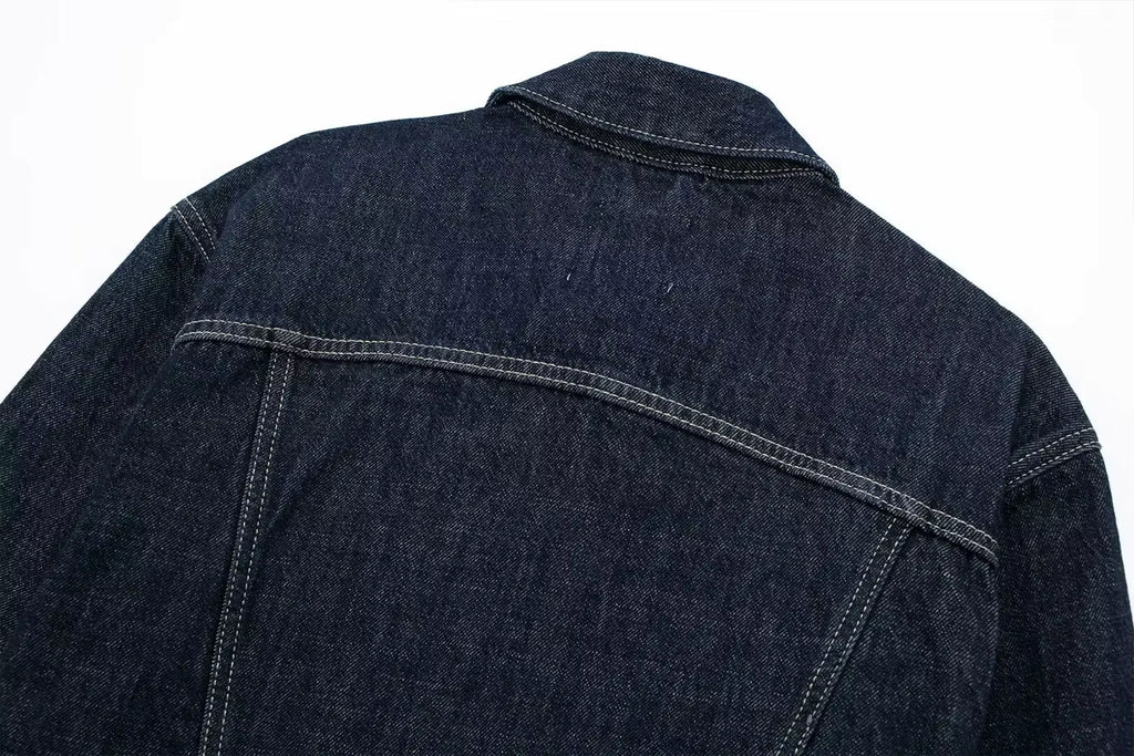 Tweedelige Denim Set – Cropped Jack & Wijde Spijkerbroek Donkerblauw