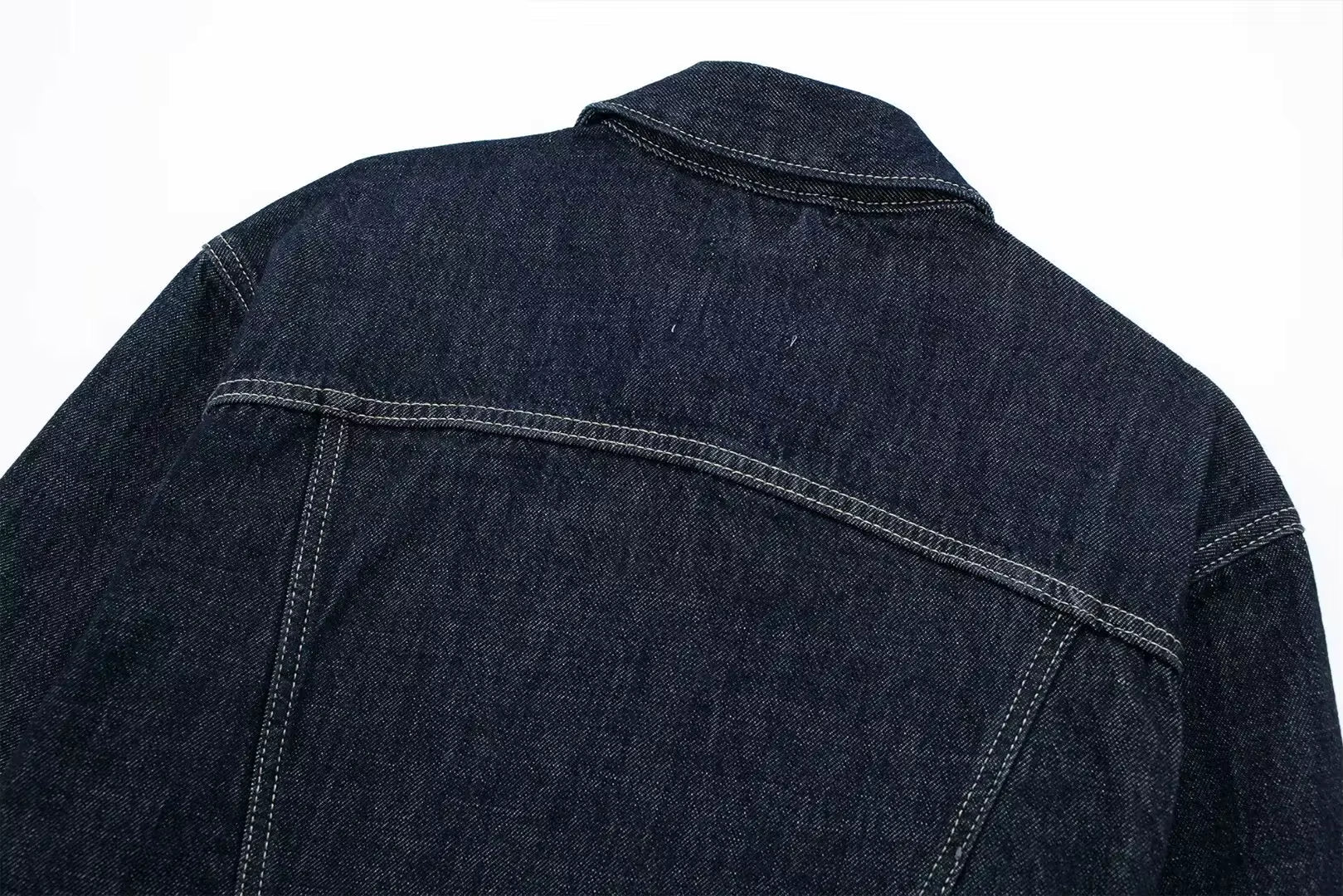Tweedelige Denim Set – Cropped Jack & Wijde Spijkerbroek Donkerblauw