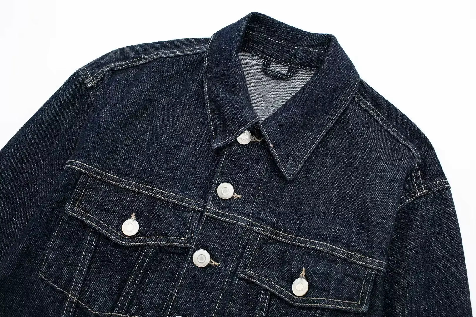 Tweedelige Denim Set – Cropped Jack & Wijde Spijkerbroek Donkerblauw