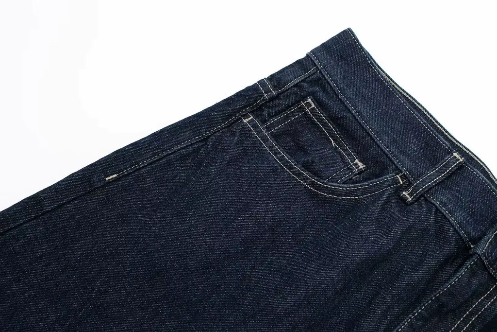Tweedelige Denim Set – Cropped Jack & Wijde Spijkerbroek Donkerblauw