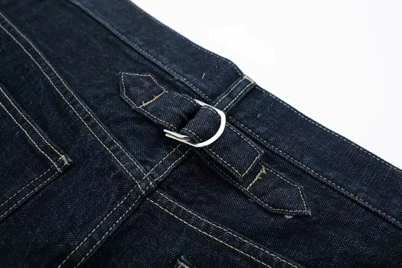 Tweedelige Denim Set – Cropped Jack & Wijde Spijkerbroek Donkerblauw