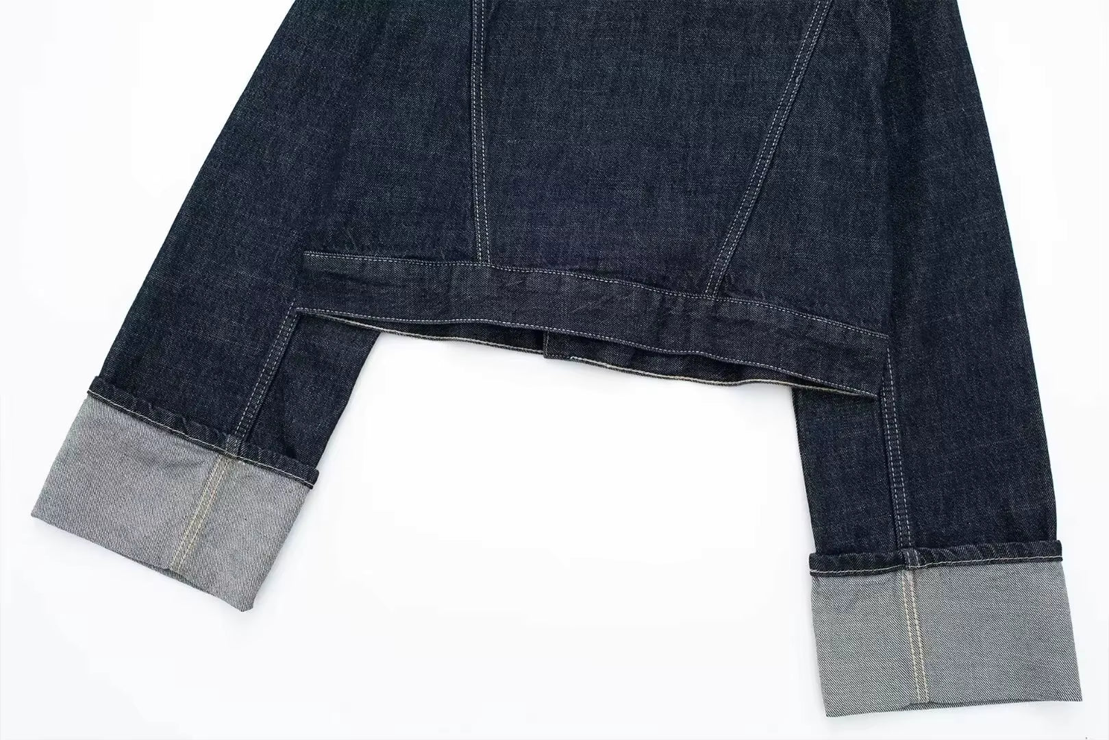 Tweedelige Denim Set – Cropped Jack & Wijde Spijkerbroek Donkerblauw