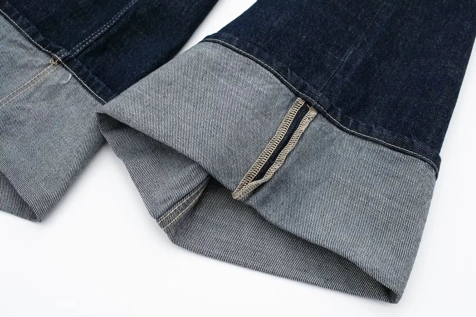 Tweedelige Denim Set – Cropped Jack & Wijde Spijkerbroek Donkerblauw